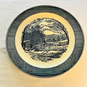 Royal currier, Ives blue winter scene serving plate
